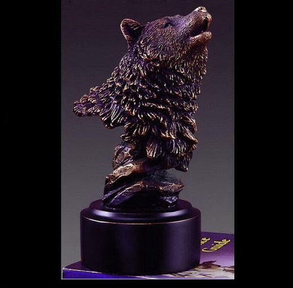 Howling Wolf Head Bust Sculpture Portrait Statue Figurine Artwork